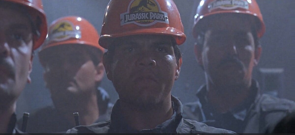 Workers in Jurassic Park branded hard hats