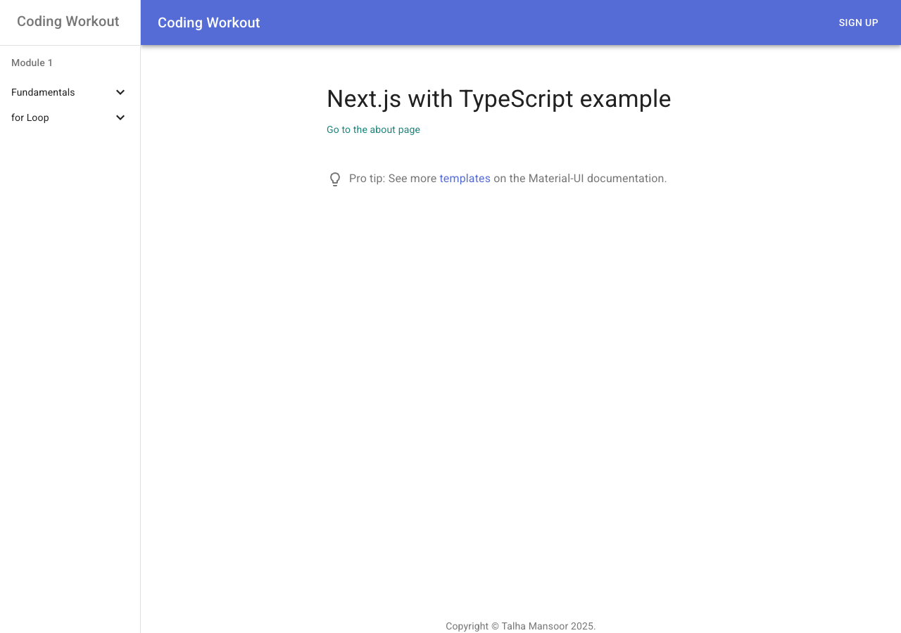 Coding Workout website